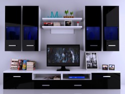 Mur tv-Nero avec le décor. Mur TV