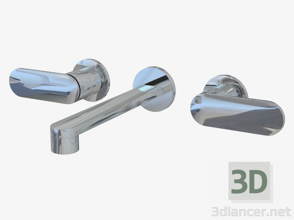 modello 3D Miscelatore monocomando lavabo incasso a parete per One (113060) - anteprima