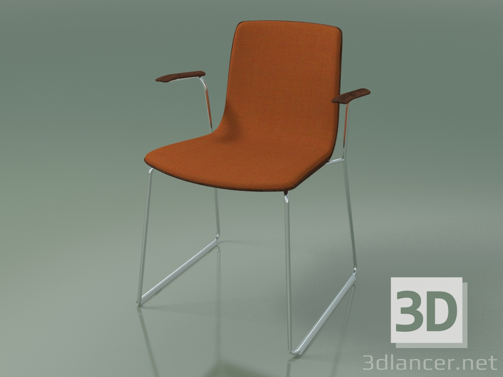 3d model Silla 3937 (sobre patines, con reposabrazos, moldura frontal, nogal) - vista previa