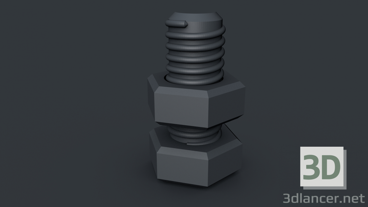 modello 3D bullone con dado - anteprima