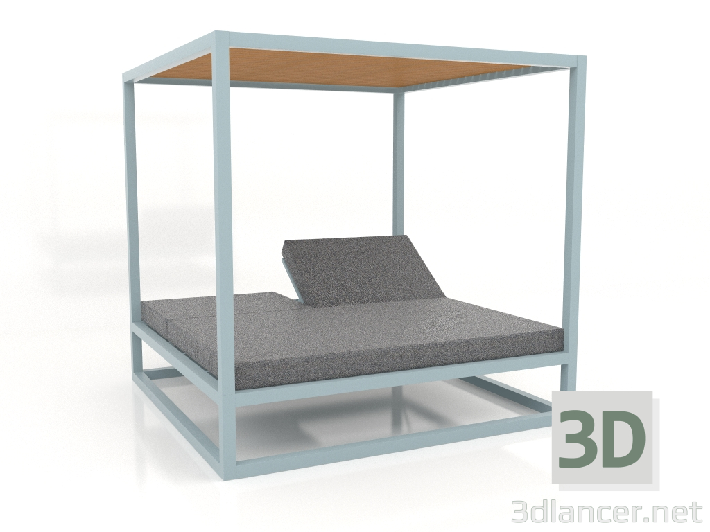 3D Modell Couch mit hohen festen Lattenrosten mit Decke (Blaugrau) - Vorschau