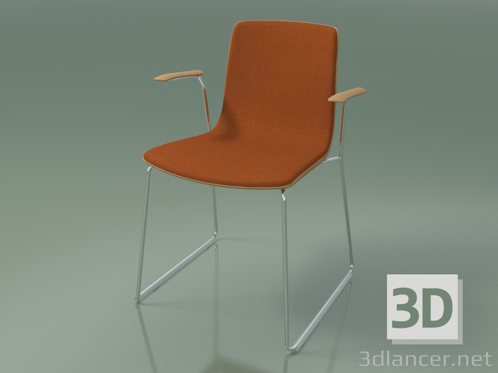 3d model Chair 3937 (on rails, with armrests, front trim, oak) - preview