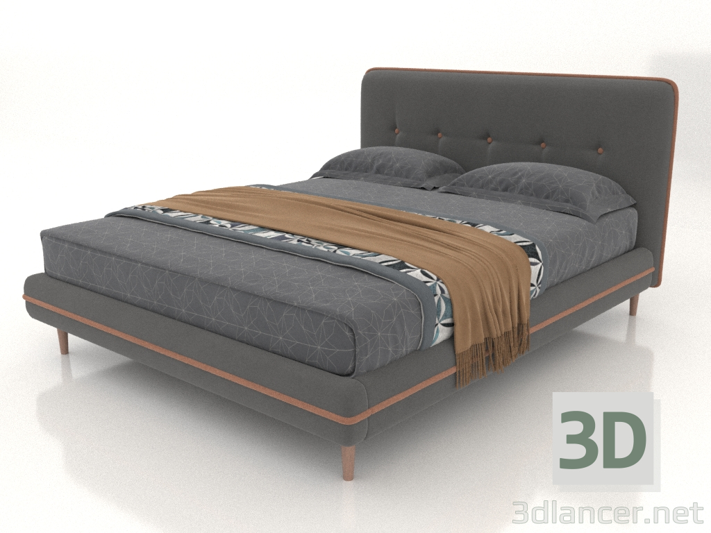 3d model Cama Madeira 160x200 (marrón grisáceo) - vista previa