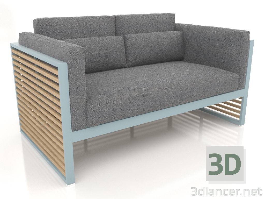 3d model Sofá de 2 plazas con respaldo alto (Gris azul) - vista previa