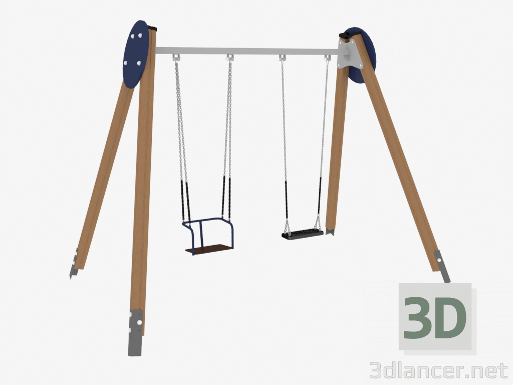 3D Modell Schaukel für Kinderspielplätze (6320) - Vorschau