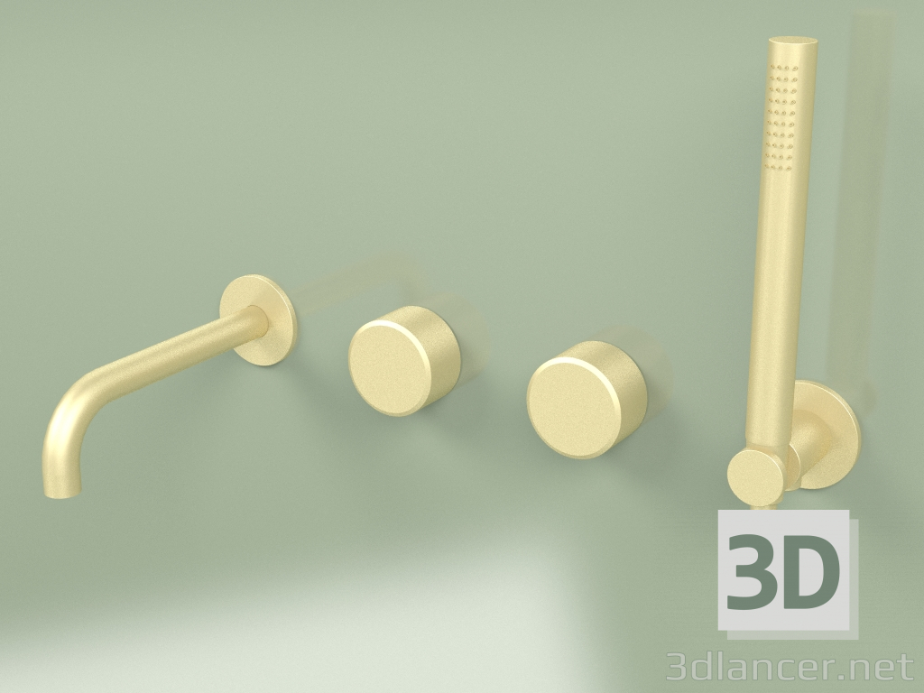 Modelo 3d Conjunto de 2 misturadores hidro-progressivos de parede com chuveiro de mão e bico L 190 mm (16 69, - preview