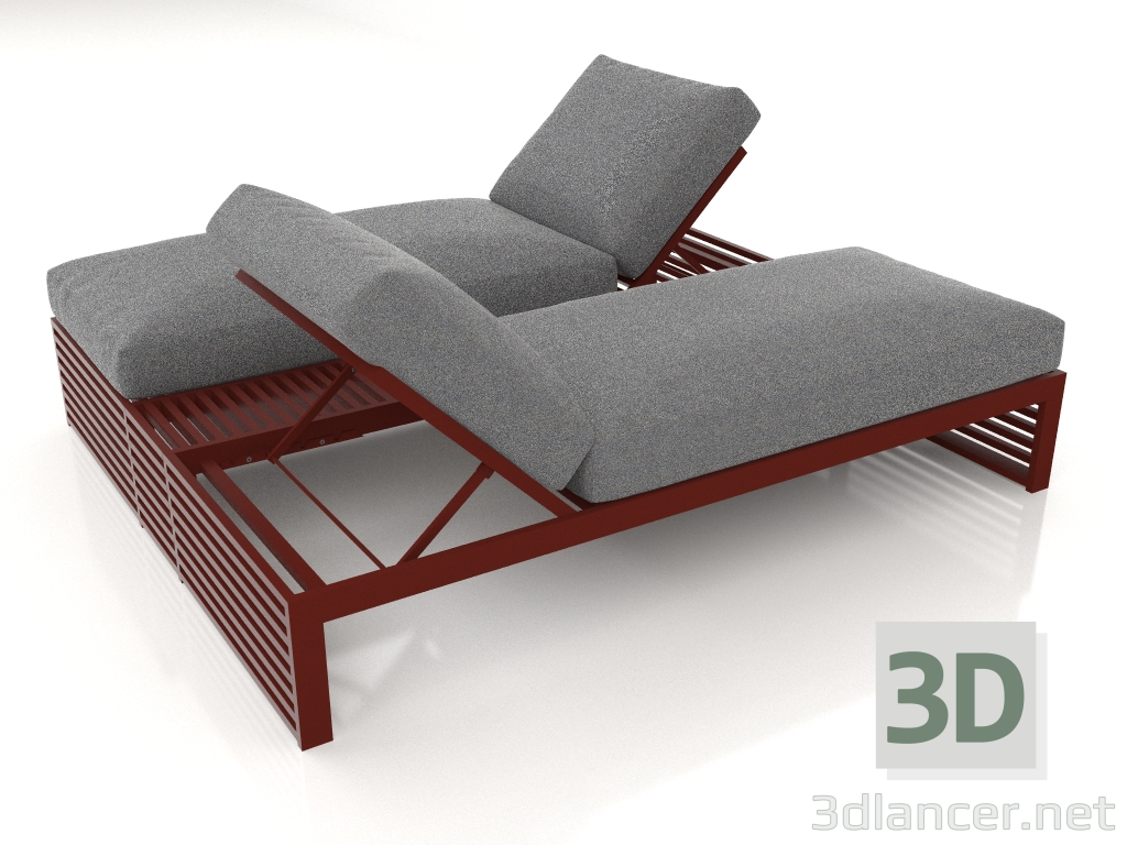 3d model Cama doble para relax (Vino tinto) - vista previa