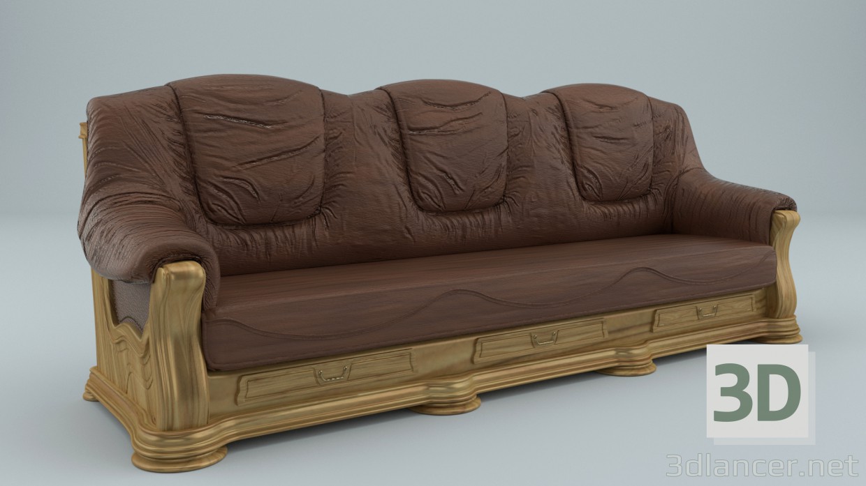 3d Realistic kozhennyj sofa model buy - render