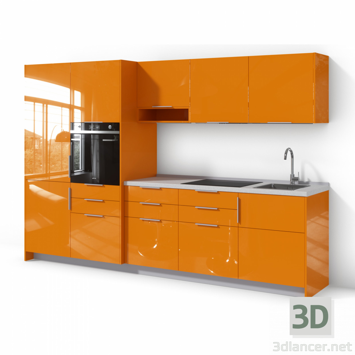 3d model Cocina kitchennette - vista previa