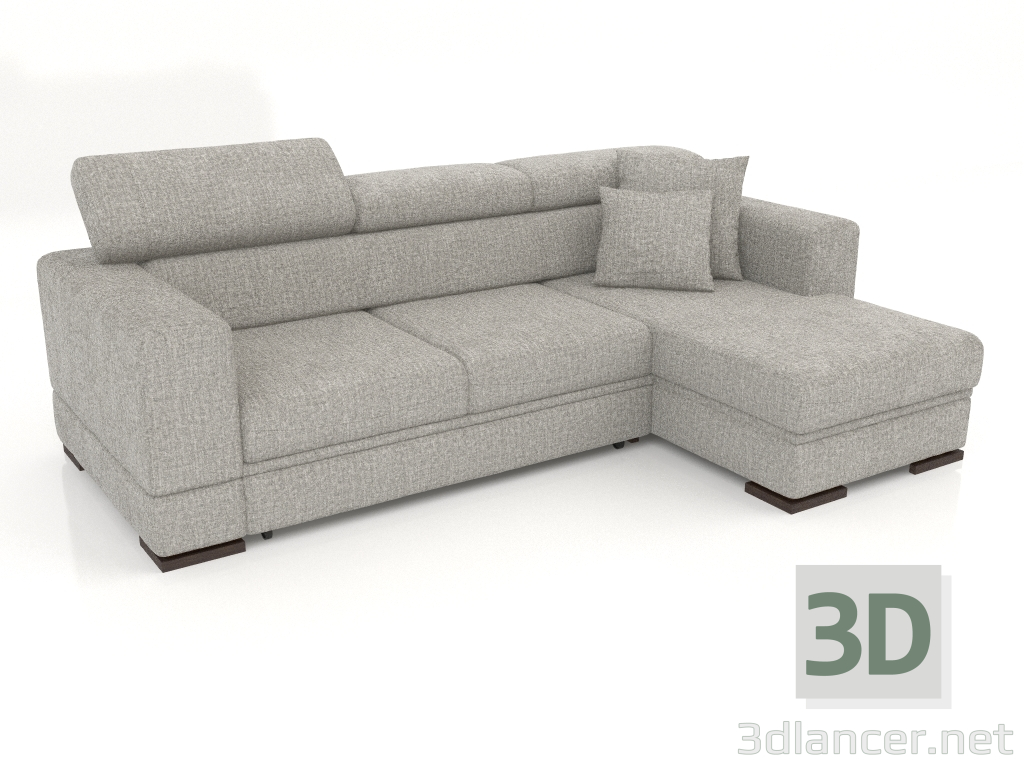 modello 3D Divano Fabio con pouf (Zeus 4) - anteprima