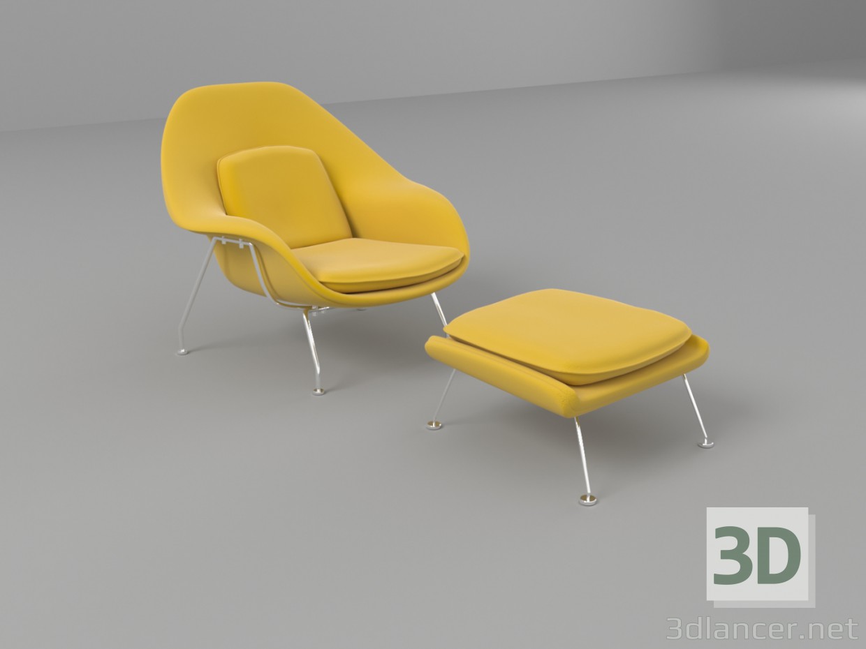 3d Womb Chair And Ottoman модель купить - ракурс