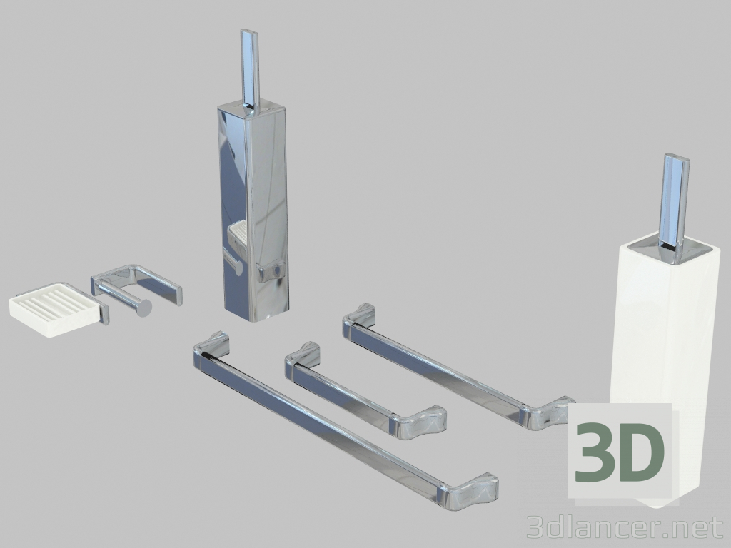 3d model Un conjunto de accesorios para el baño Noke - vista previa