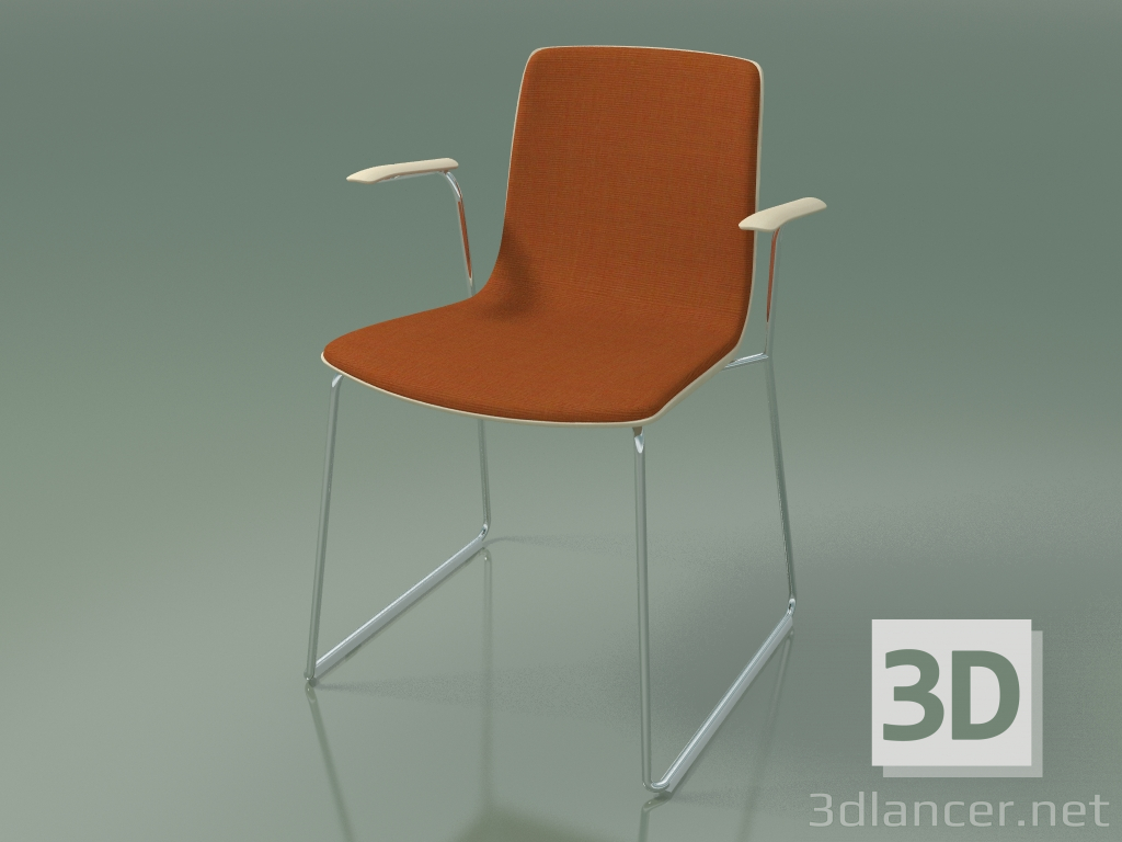 3d model Silla 3937 (sobre rieles, con reposabrazos, moldura frontal, abedul blanco) - vista previa