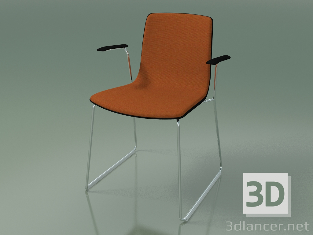 3d model Chair 3937 (on skids, with armrests, front trim, black birch) - preview