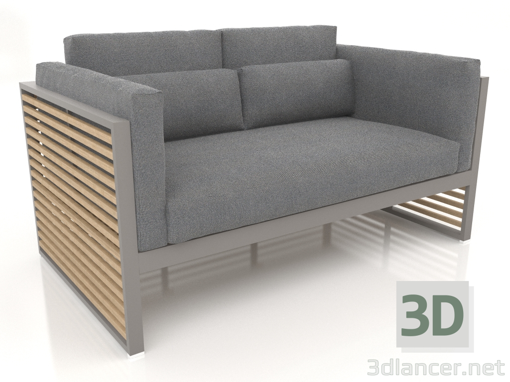 3d model 2-seater sofa with a high back (Quartz gray) - preview