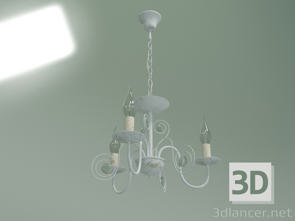 modèle 3D Lustre suspendu 60018-3 (blanc avec or) - preview