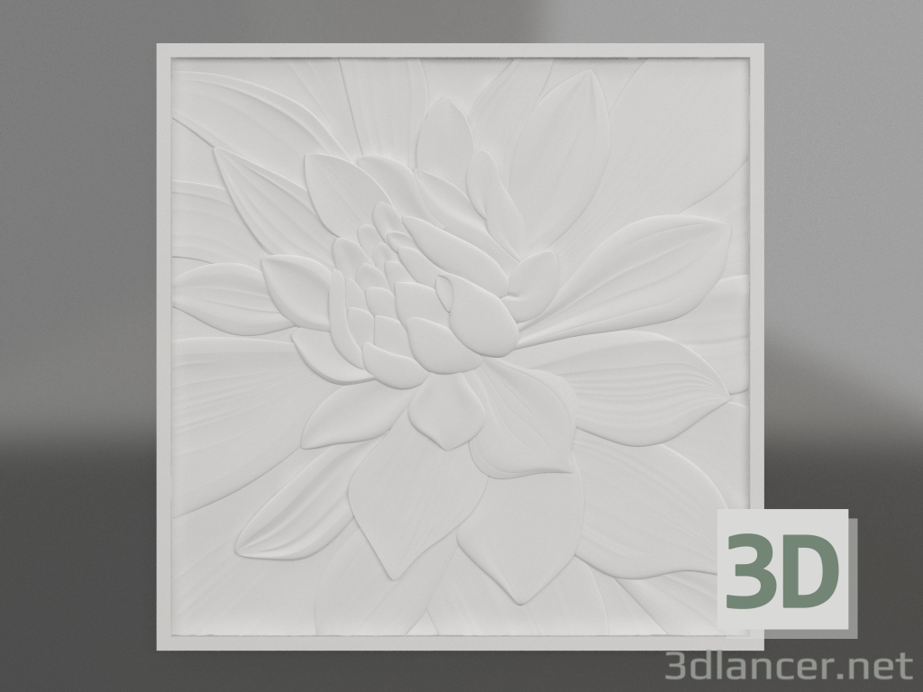 3D Modell Flachrelief Lotus - Vorschau