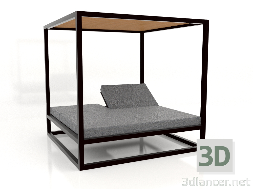 3d model Sofá de lamas altas fijas con techo (Negro) - vista previa