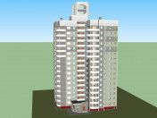 Histoire de 16 minutes panneau bâtiment Chelyabinsk avec plate-forme de visualisation