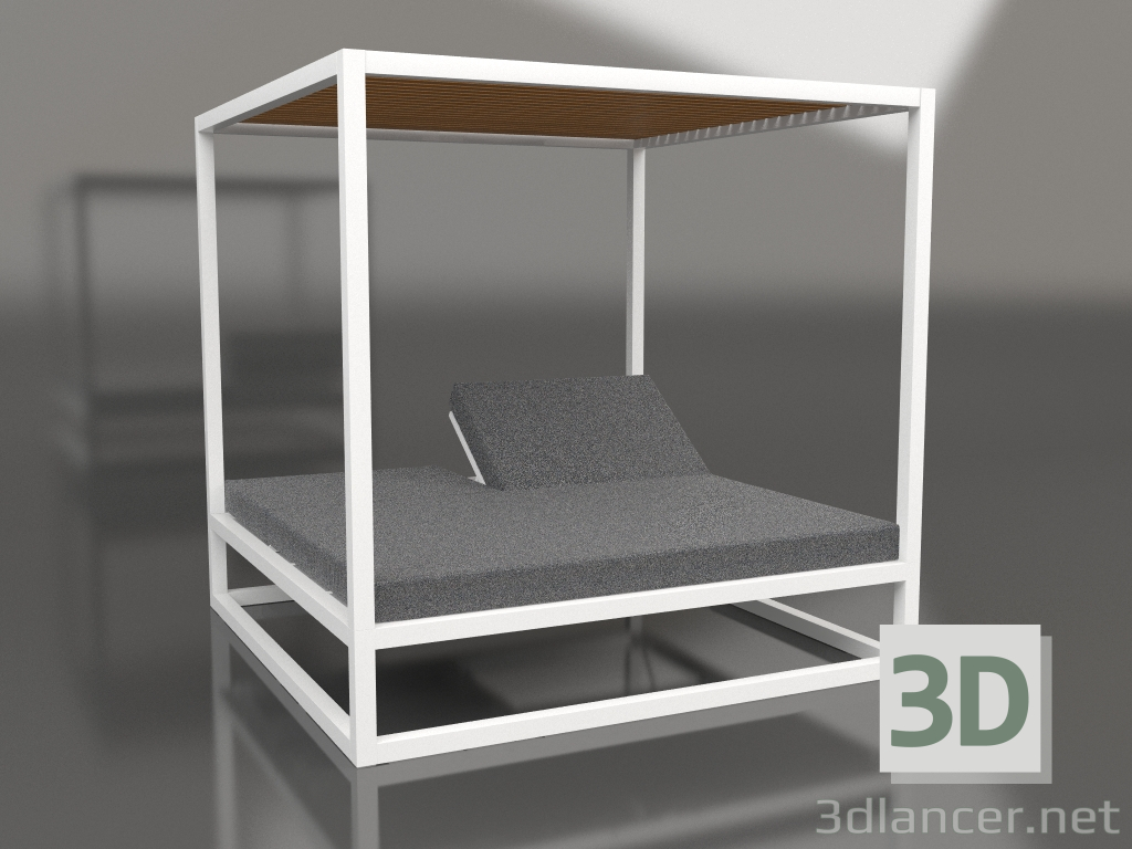 3d model Sofá de lamas altas fijas con techo (Blanco) - vista previa