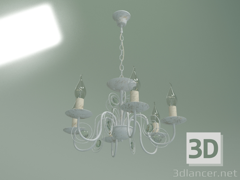 modèle 3D Lustre suspendu 60018-6 (blanc avec or) - preview