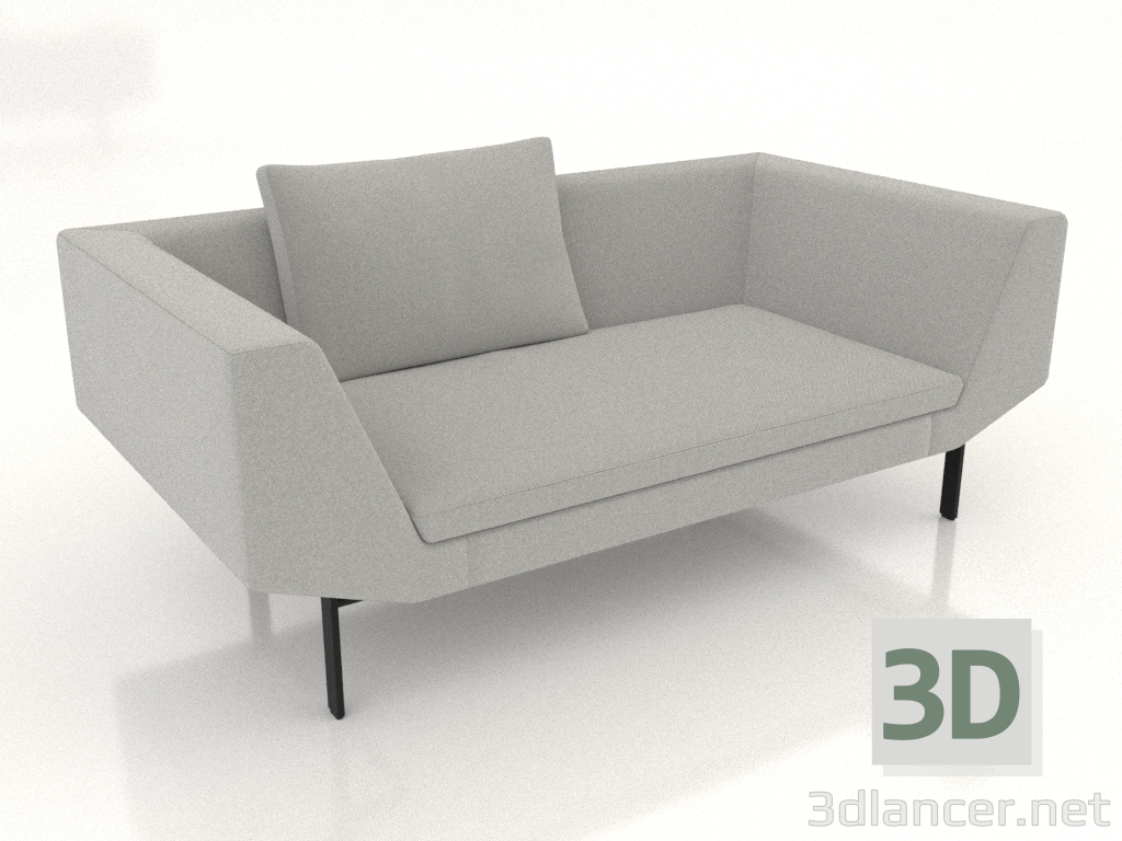 3d model Sofá de 2 plazas (patas de metal) - vista previa