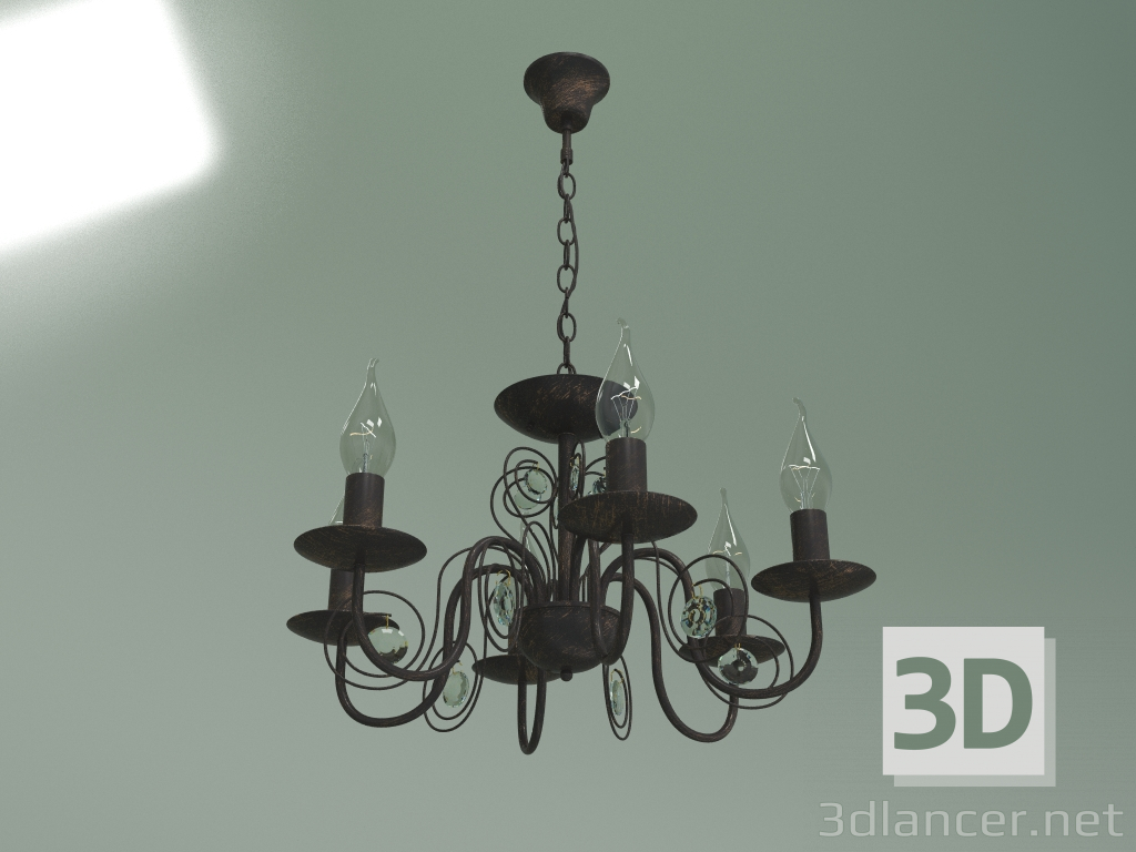 modèle 3D Lustre suspendu 60018-6 (noir avec or) - preview