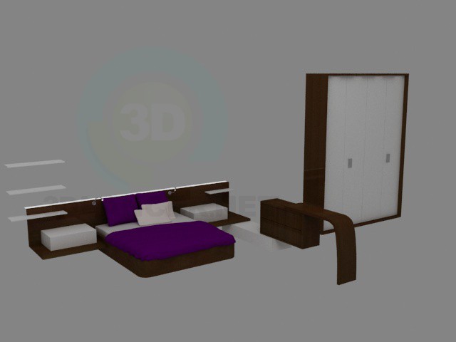 3d model muebles del dormitorio - vista previa