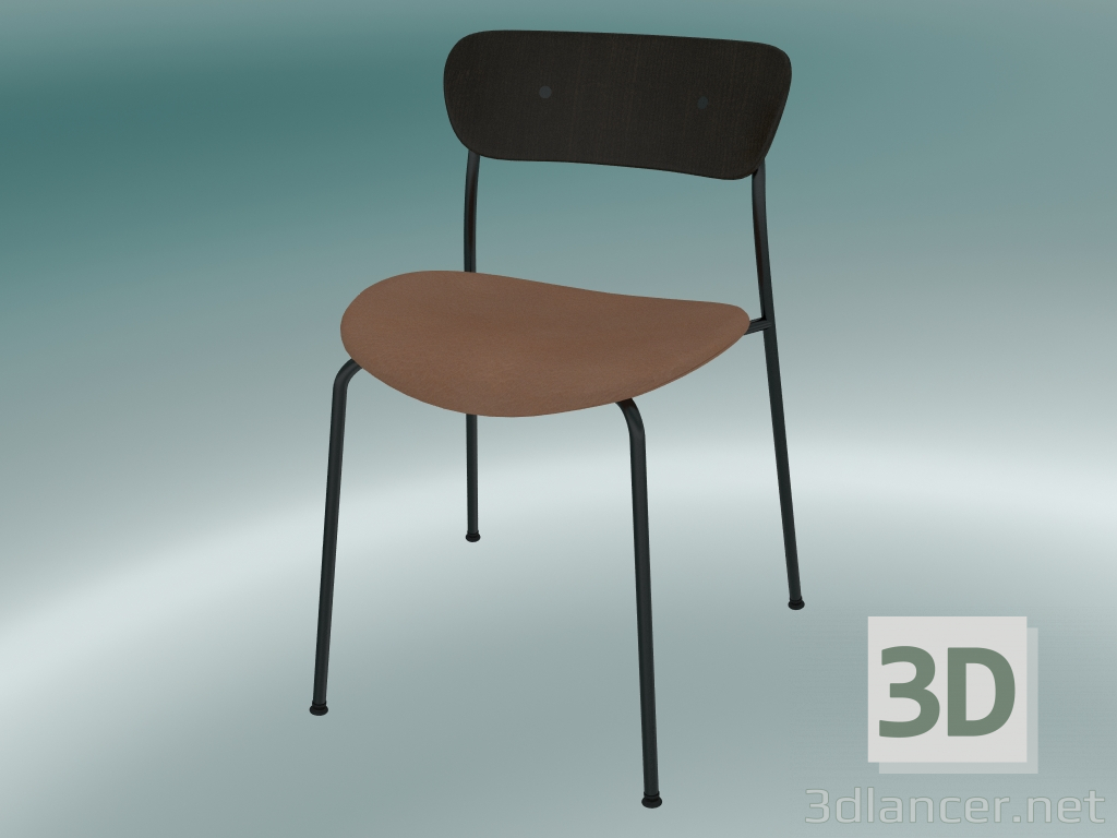 3D Modell Stuhlpavillon (AV3, H 76 cm, 50 x 52,5 cm, Nussbaum, Leder - Cognac-Seide) - Vorschau