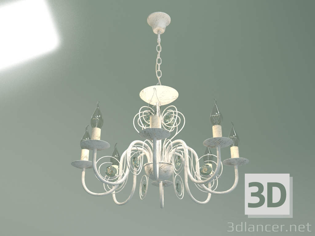 modello 3D Lampadario a sospensione 60018-8 (bianco con oro) - anteprima