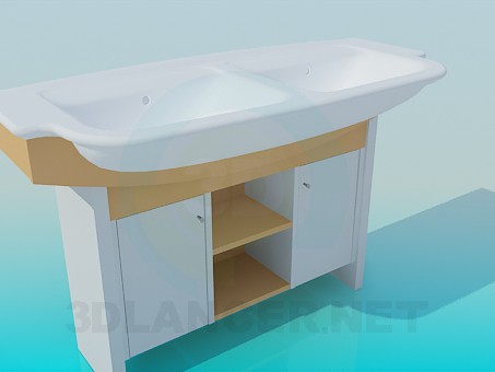 3D modeli Bir başucundaki iki lavabo - önizleme