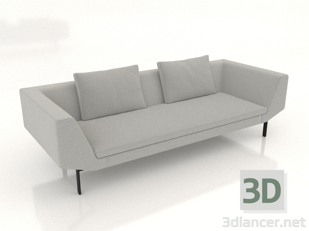 3d model 3-seater sofa (metal legs) - preview