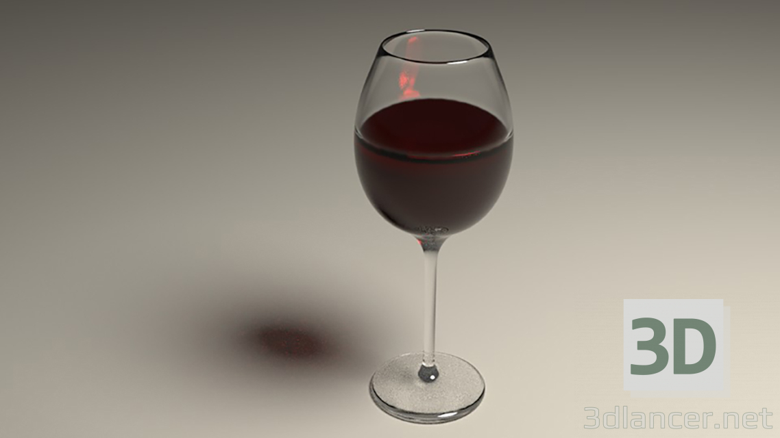 modello 3D Bicchiere di vino - anteprima