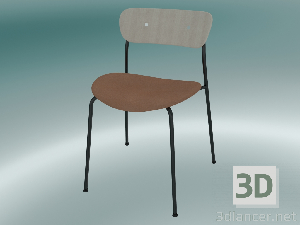 3D Modell Stuhlpavillon (AV3, H 76 cm, 50 x 52,5 cm, lackierte Eiche, Leder - Cognac-Seide) - Vorschau