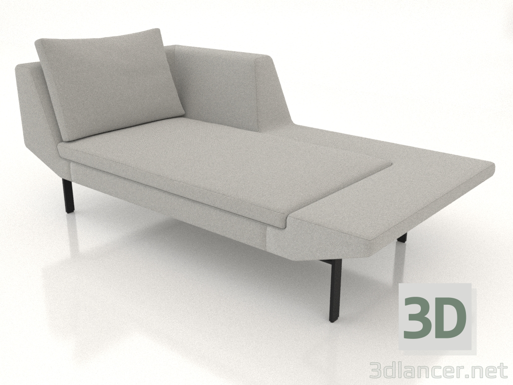 Modelo 3d Chaise longue 177 com apoio de braço à esquerda (pernas metálicas) - preview