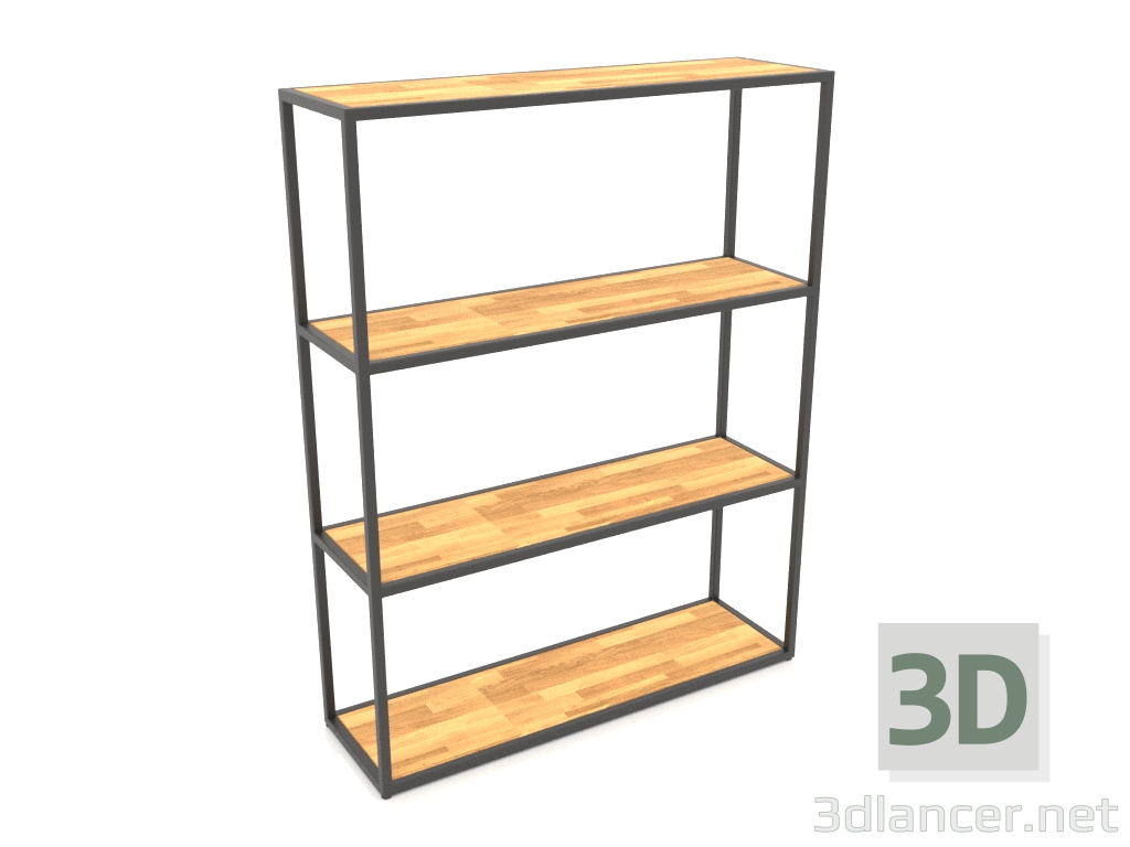 3D Modell Rechteckiges Regal (HOLZ, 100x30x128, 4 Regale) - Vorschau