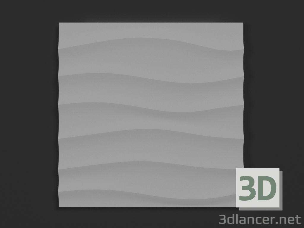 3d model Gypsum 3D panel Wave horizontal large - preview