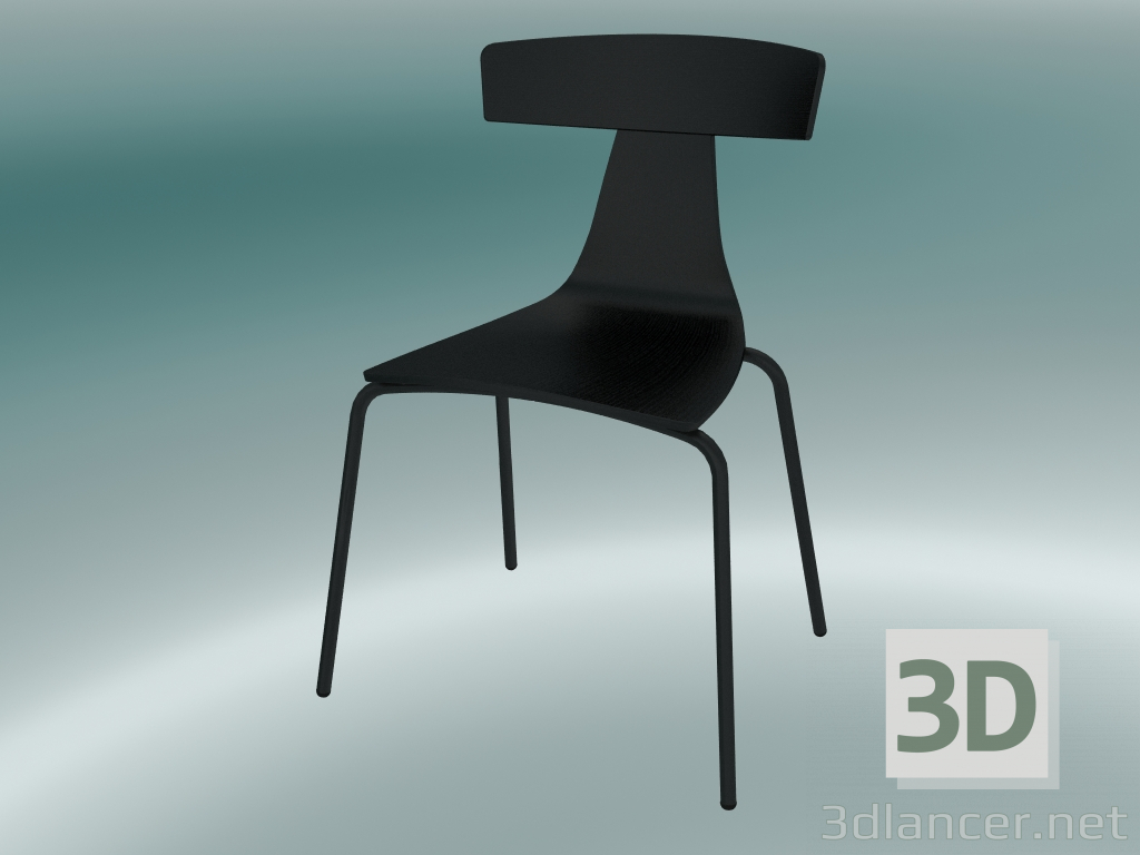 3d модель Стул REMO wood chair metal structure (1416-20, ash black, black) – превью