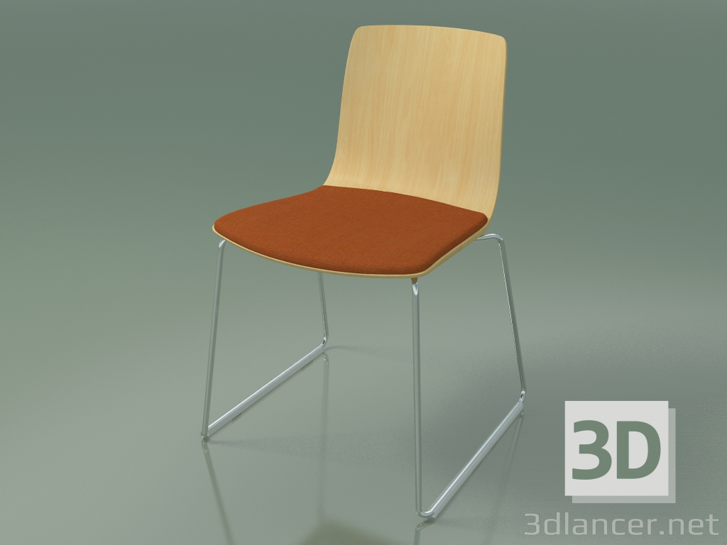 3d model Chair 3981 (on a sled, with a pillow on the seat, natural birch) - preview