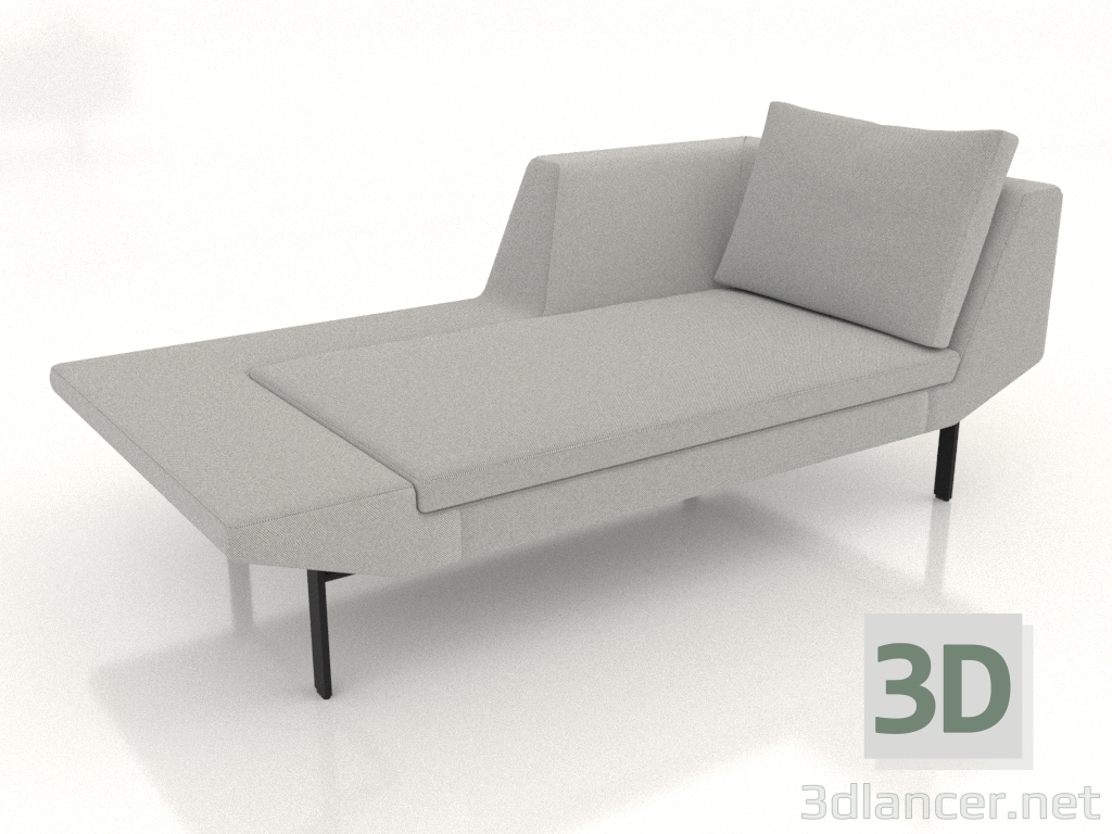 3d model Chaise longue 177 with an armrest on the right (metal legs) - preview