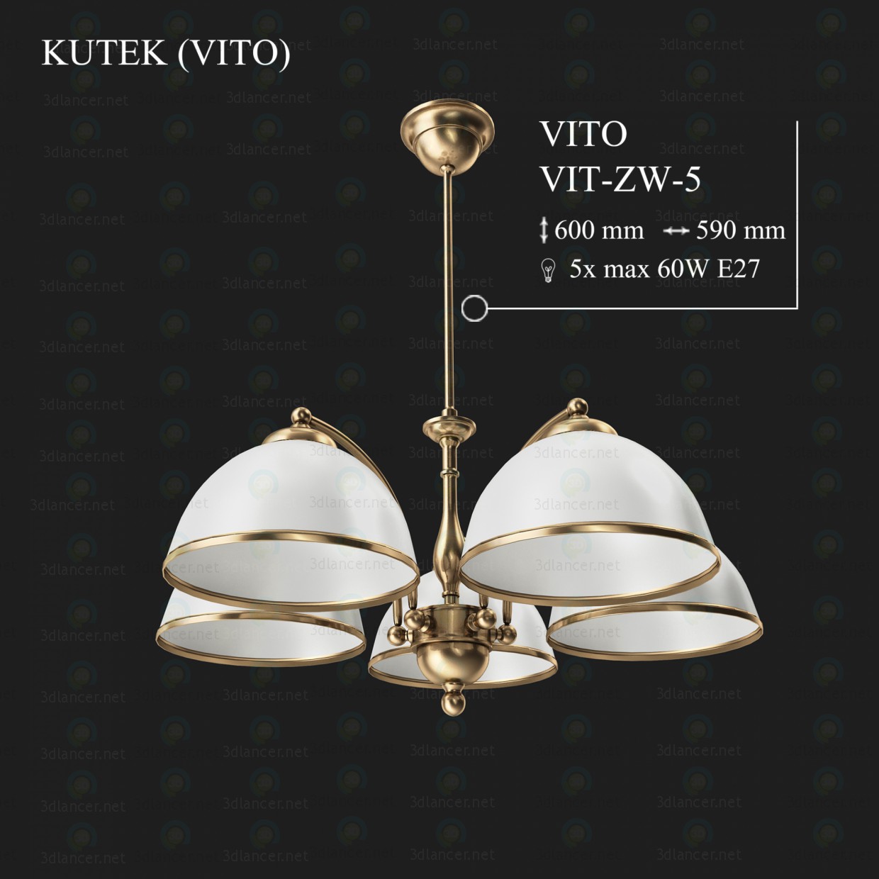 Modelo 3d Candelabro KUTEK VITO VIT-ZW-5 - preview