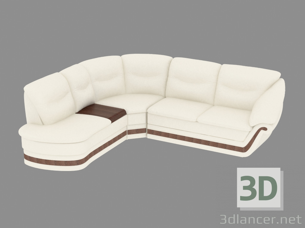 3D Modell Ledersofaecke mit Bar - Vorschau