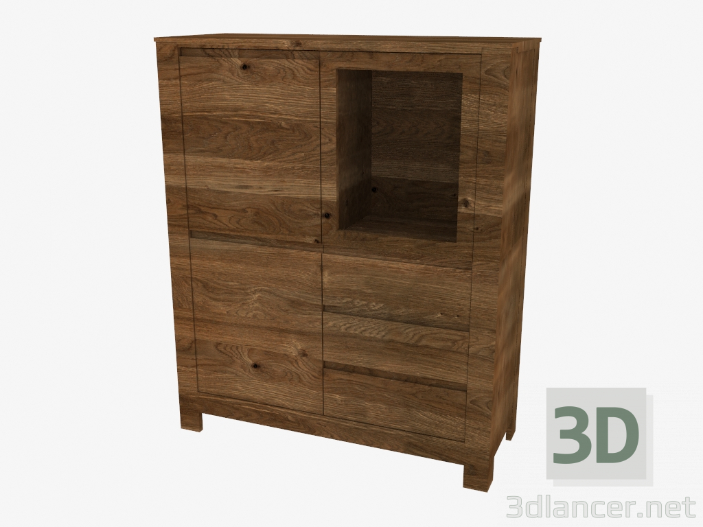 3d model Chest of drawers with glass (114 x 138 x 44 cm) - preview