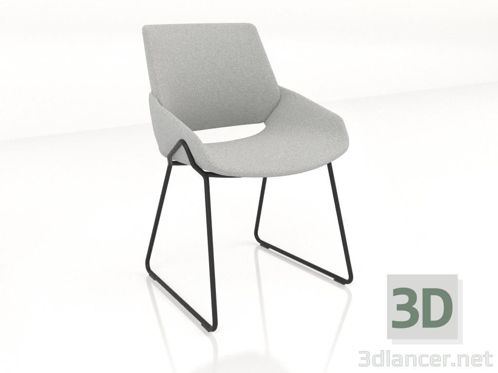 3d model Silla sobre patines de metal. - vista previa