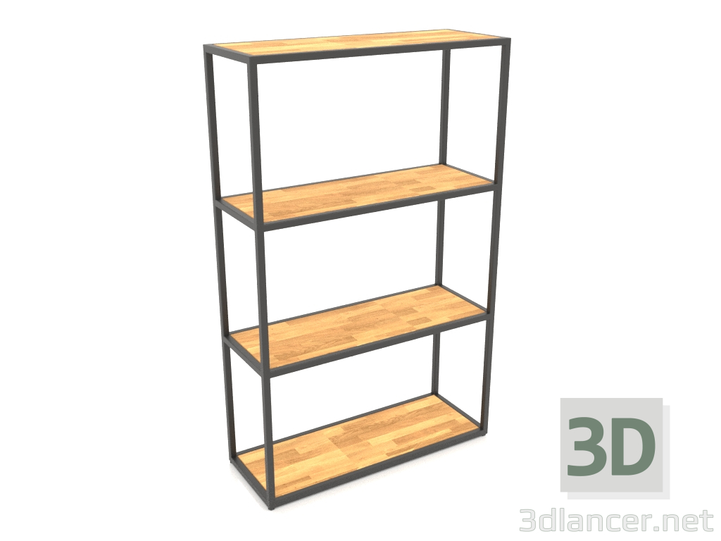 3D Modell Rechteckiges Regal (HOLZ, 80x30x128, 4 Regale) - Vorschau