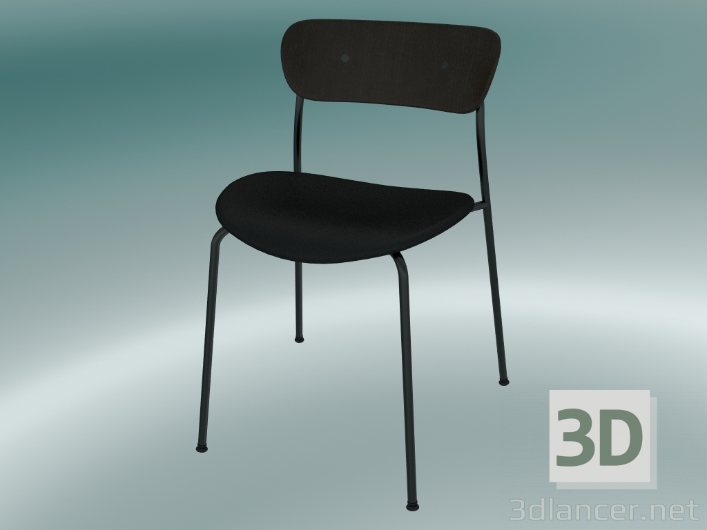 3D Modell Stuhlpavillon (AV3, H 76 cm, 50 x 52,5 cm, Nussbaum, Leder - schwarze Seide) - Vorschau