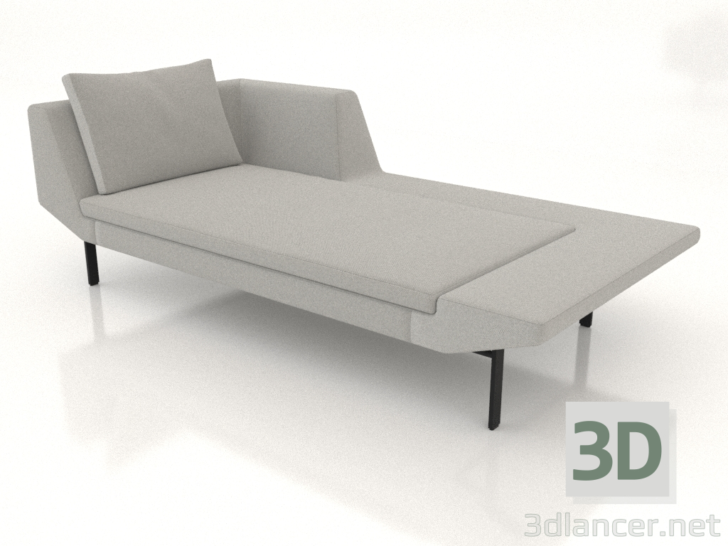 3d model Chaise longue 207 with an armrest on the left (metal legs) - preview