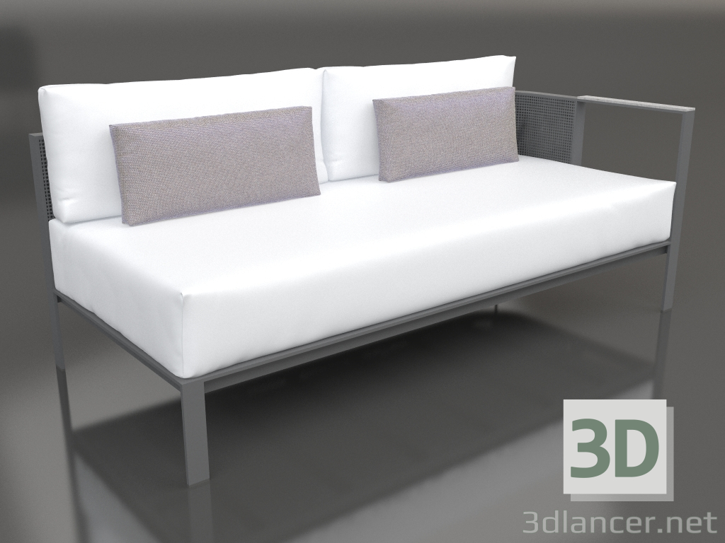 3d model Sofa module, section 1 right (Anthracite) - preview