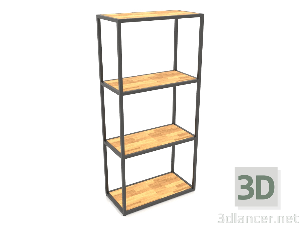 modello 3D Scaffale rettangolare (WOOD, 60x30x128, 4 ripiani) - anteprima