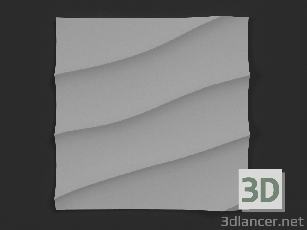 modèle 3D Panneau de plâtre 3D Wave diagonal grand - preview